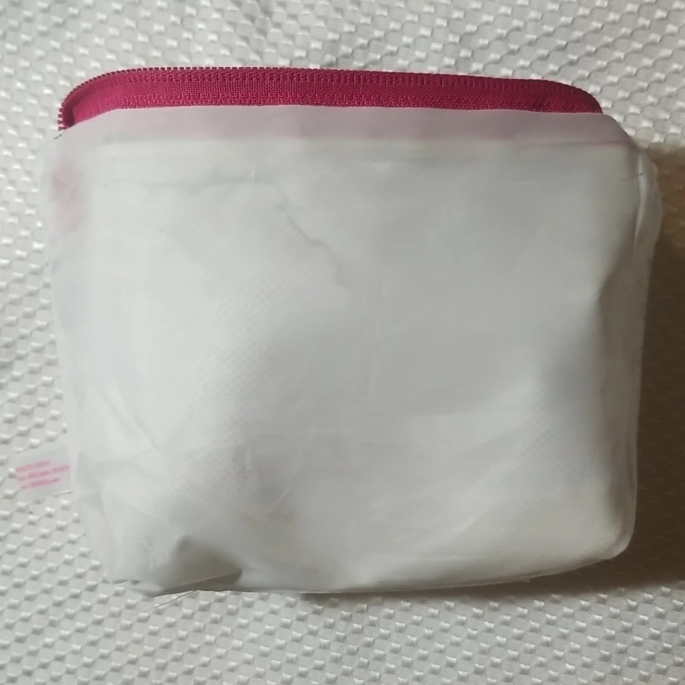 TOO FACED BLUE & WHITE STRIOED COSMETIC CASE